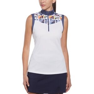 Callaway Women Geo Print Golf‎ Polo Sleeveless Sun Protection Dri Fit L NW0T $78